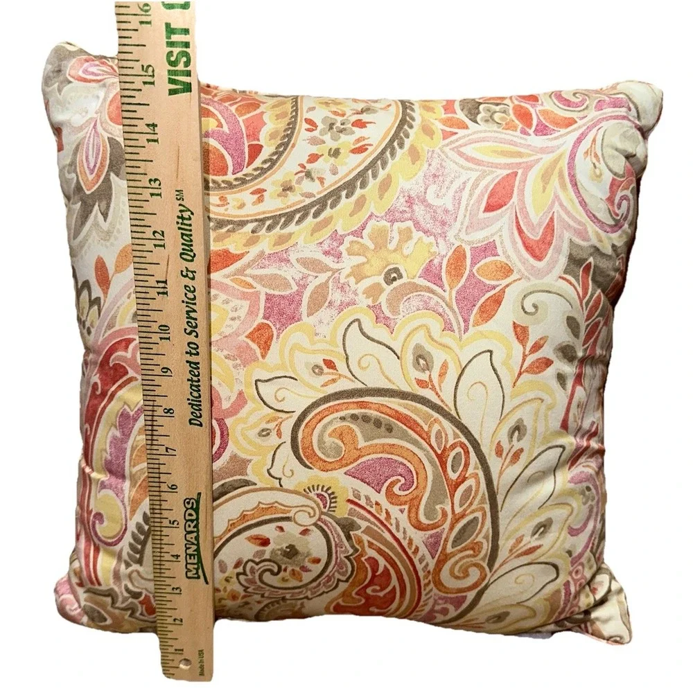 Set Of 2 Raymond Waites Accent Throw Pillows‎ Pink Multicolor Paisley Cotton EUC